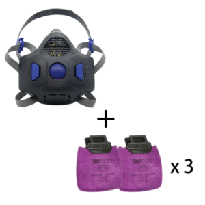半面罩式呼吸防護面具 + D3091 P100 顆粒物過濾棉 x3